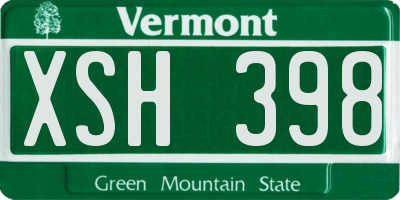 VT license plate XSH398