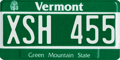 VT license plate XSH455