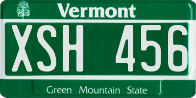 VT license plate XSH456