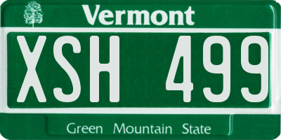 VT license plate XSH499