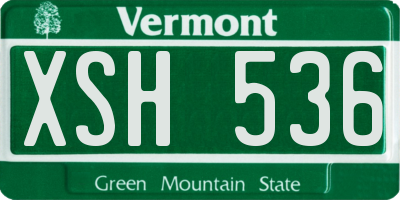 VT license plate XSH536