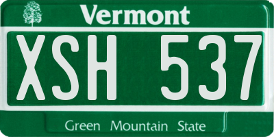 VT license plate XSH537