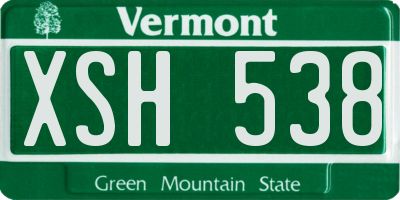 VT license plate XSH538