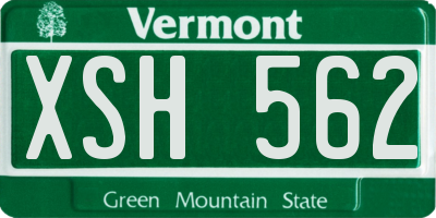 VT license plate XSH562