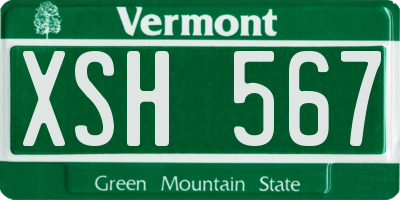 VT license plate XSH567