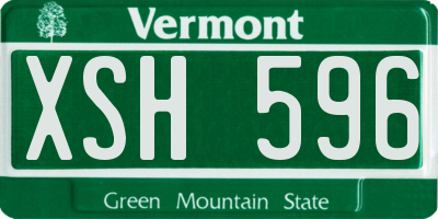 VT license plate XSH596