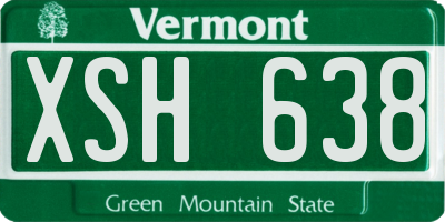 VT license plate XSH638