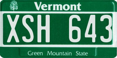VT license plate XSH643