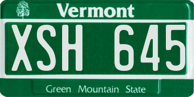 VT license plate XSH645