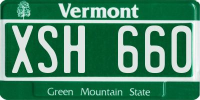 VT license plate XSH660