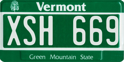 VT license plate XSH669