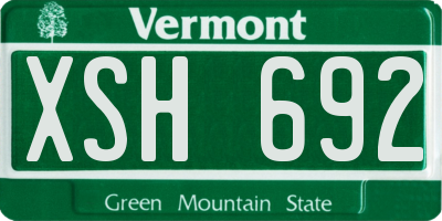 VT license plate XSH692