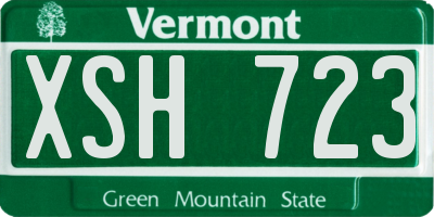 VT license plate XSH723