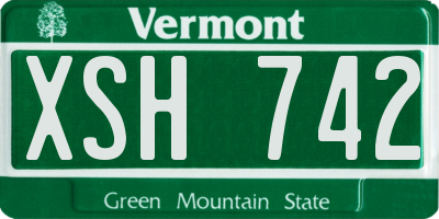 VT license plate XSH742