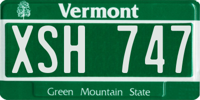 VT license plate XSH747