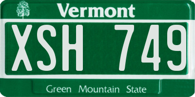VT license plate XSH749