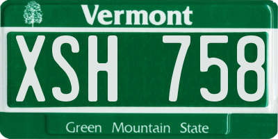 VT license plate XSH758