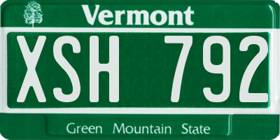 VT license plate XSH792