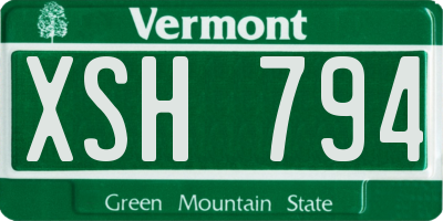VT license plate XSH794