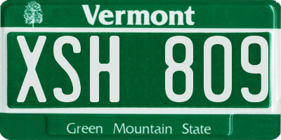VT license plate XSH809