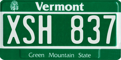VT license plate XSH837