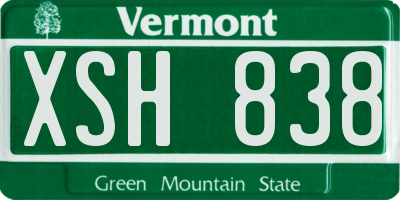 VT license plate XSH838