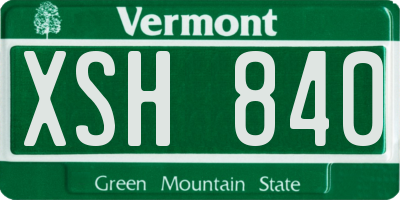 VT license plate XSH840