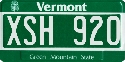 VT license plate XSH920