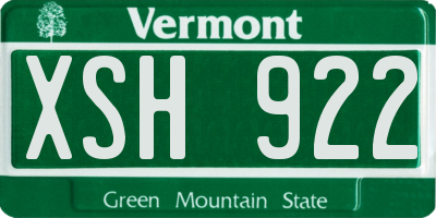 VT license plate XSH922