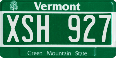 VT license plate XSH927