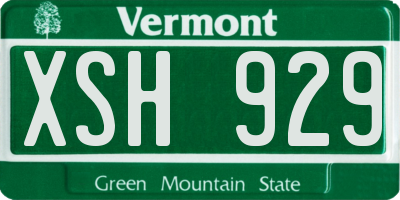 VT license plate XSH929