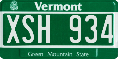 VT license plate XSH934
