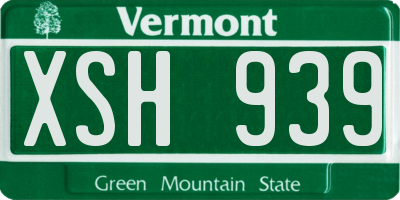 VT license plate XSH939