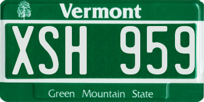 VT license plate XSH959