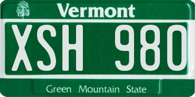 VT license plate XSH980