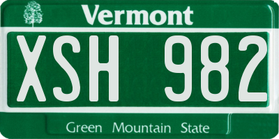 VT license plate XSH982