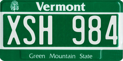 VT license plate XSH984
