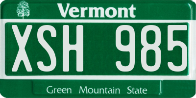 VT license plate XSH985