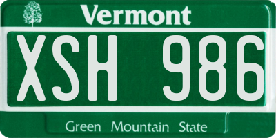 VT license plate XSH986