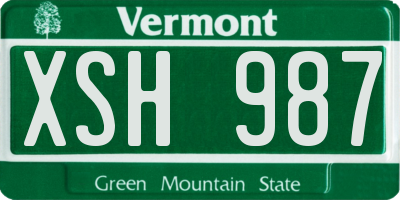 VT license plate XSH987
