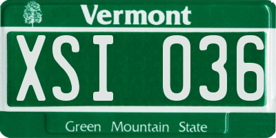 VT license plate XSI036