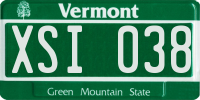 VT license plate XSI038