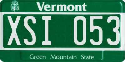 VT license plate XSI053
