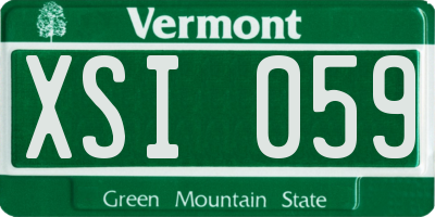 VT license plate XSI059