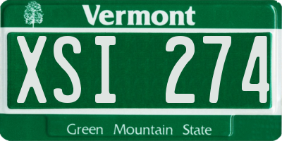 VT license plate XSI274