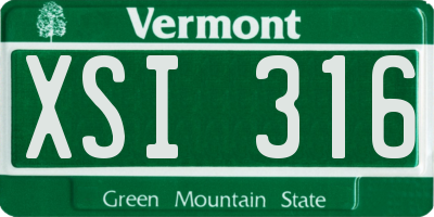 VT license plate XSI316