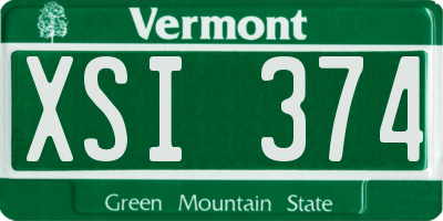 VT license plate XSI374