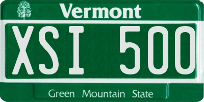 VT license plate XSI500