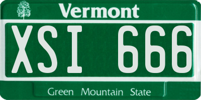 VT license plate XSI666