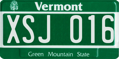 VT license plate XSJ016